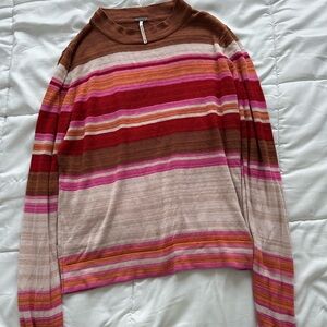 Free People Multicolor Striped Long Sleeve Top